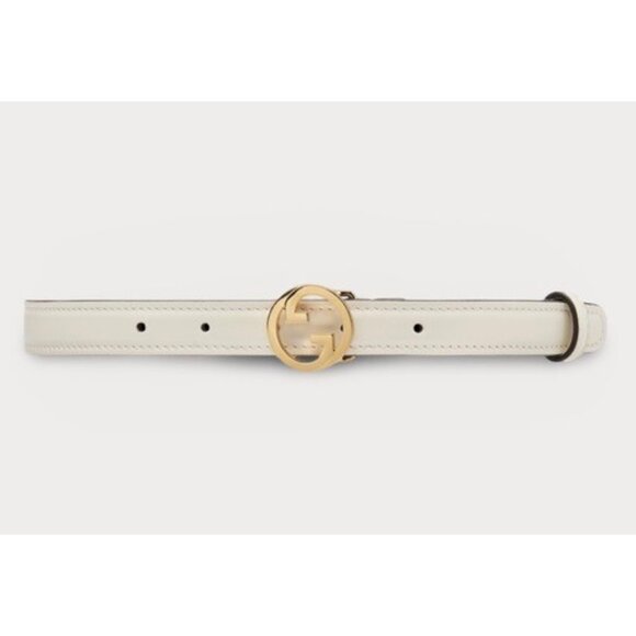Gucci Women’s Blondie Ciny Interlocking Buckle Calfskin Belt Mystic White 100cm - Picture 1 of 10